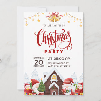 Red Playful Weihnachts-Party Flyer Einladung