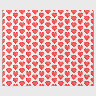 Red Playing Card Symbol Heart Shape Lino Cut Geschenkpapier