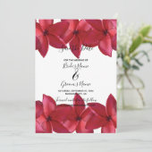 Red Plumeria Frangipani Wedding Save the Date (Stehend Vorderseite)