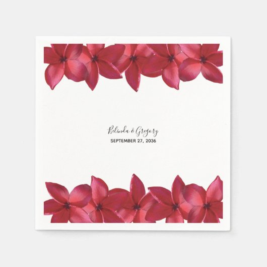 Red Plumeria Frangipani Wedding Serviette (Vorderseite)