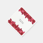 Red Plumeria Frangipani Wedding Serviette (Ecke)