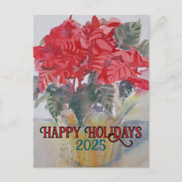 Red Poinsettia #190301 Holiday Postcard Feiertagspostkarte