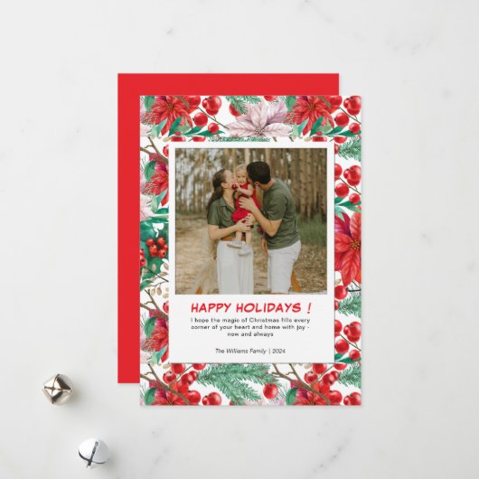 Red Poinsettia 2 Foto Weihnachten (Vorderseite/Rückseite Beispiel)