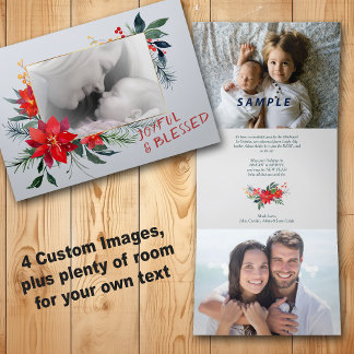 Red Poinsettia 4 Foto Trifache Weihnachtskarte Dreifach Gefaltete Urlaubskarte