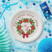 Red Poinsettia Berries Weihnachtsfeier Pappteller (Party)