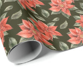 Red Poinsettia Blume Festliche Weihnachtsfeiertage Geschenkpapier (Rolleneckpunkt)