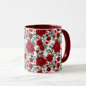 Red Poinsettia Blume Ivy Blätter Wasserfarbname Tasse (VorderseiteRechts)