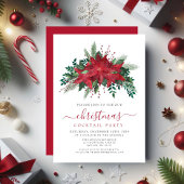 Red Poinsettia Blumencocktail Party Einladung