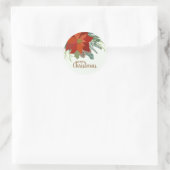 Red Poinsettia Blumenstrauß Runder Aufkleber (Tasche)