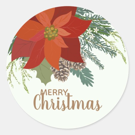 Red Poinsettia Blumenstrauß Runder Aufkleber (Vorderseite)