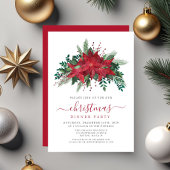 Red Poinsettia Blumenweihnachtsfest Party Einladung