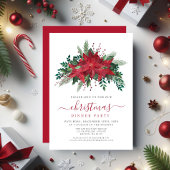 Red Poinsettia Blumenweihnachtsfest Party Einladung