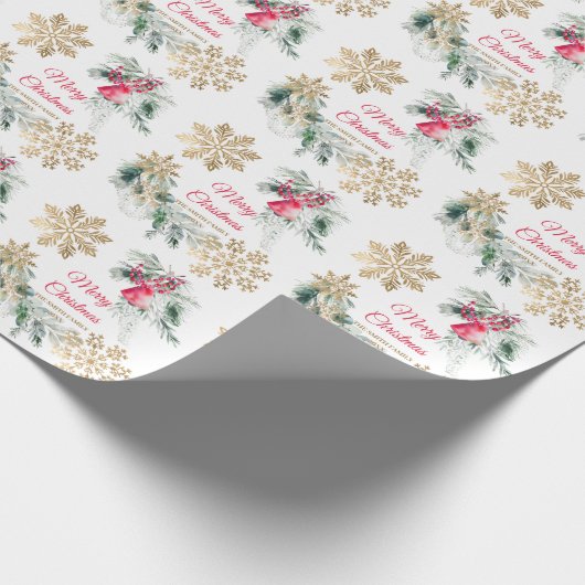 Red Poinsettia Blumenweihnachtsfest Party Geschenkpapier (Ecke)
