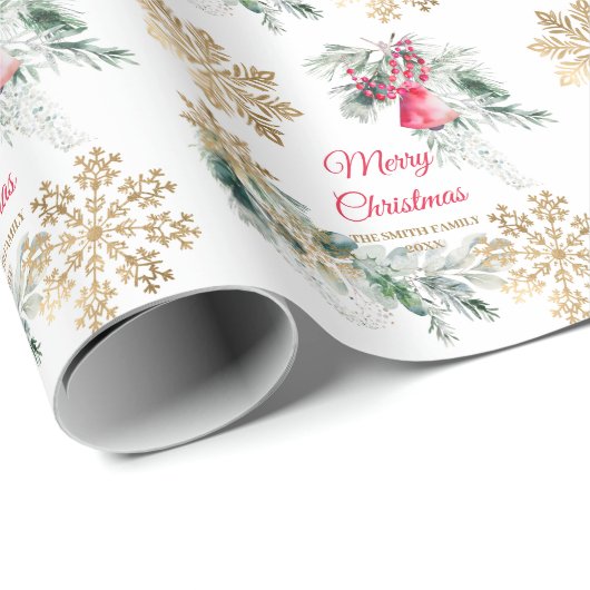 Red Poinsettia Blumenweihnachtsfest Party Geschenkpapier (Rolleneckpunkt)