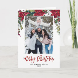 Red Poinsettia Blumenweihnachtsgebäck FOTO Aquarel Feiertagskarte