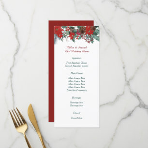 Red Poinsettia Border Bouquet Menü Menükarte