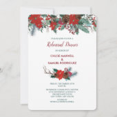 Red Poinsettia Border Bouquet Probe Dinner Einladung (Vorderseite)