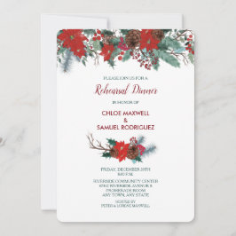 Red Poinsettia Border Bouquet Probe Dinner Einladung