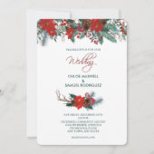 Red Poinsettia Border Bouquet Wedding Einladung (Vorderseite)