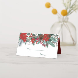 Red Poinsettia Border Floral Wedding Platzkarte