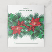 Red Poinsettia Border Holiday Wedding Platzkarte (Außenseite Aufgefaltet)