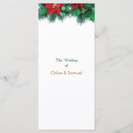 Red Poinsettia Border Wedding Program Programm (Rückseite)