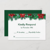 Red Poinsettia Border Wedding RSVP (Vorne/Hinten)