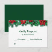 Red Poinsettia Border Wedding RSVP Karte (Vorne/Hinten)