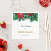 Red Poinsettia Border Wedding Serviette (Beispiel)