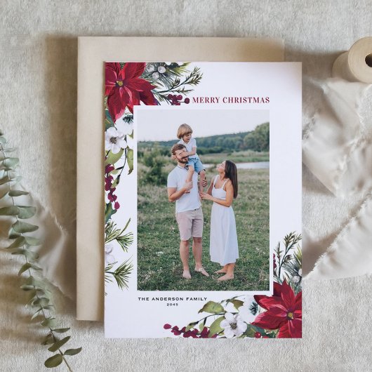 Red Poinsettia Botanisches Foto Frohe Weihnachten