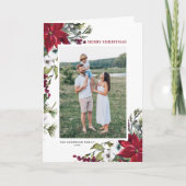 Red Poinsettia Botanisches Foto Frohe Weihnachten (Vorderseite)