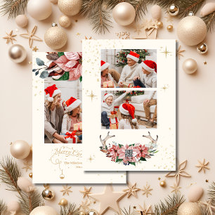 Red Poinsettia Botanisches Frohe Weihnachtsfest Fo Feiertagskarte