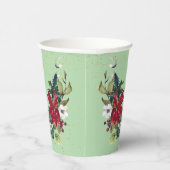 Red Poinsettia Bouquet Gold Glitzer Weihnachten Pappbecher (Rechts)