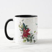 Red Poinsettia Bouquet Gold Glitzer Weihnachten Tasse (Links)