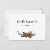 Red Poinsettia Bouquet Wedding RSVP Karte (Vorderseite)