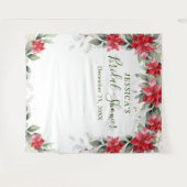 Red Poinsettia Brautparty Foto Stand Hintergrund Wandteppich (Vorderseite (Horizontal))