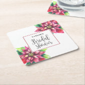 Red Poinsettia Brautparty Rechteckiger Pappuntersetzer (angewinkelt)