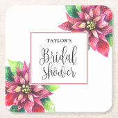 Red Poinsettia Brautparty Rechteckiger Pappuntersetzer (Vorderseite)