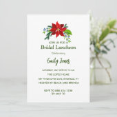 Red Poinsettia, Bridal Luncheon Einladung (Stehend Vorderseite)