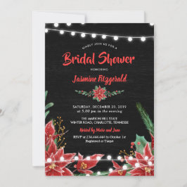 Red Poinsettia Chalkboard Weihnachtsfeiertag Braut Einladung