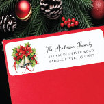 Red Poinsettia Christmas Bells<br><div class="desc">Auf unserem festlichen Rücksendelabel finden Sie Weihnachtsglocken Poinsettia mit rotem Band. Es ist der perfekte Weg,  um Freunden und Familie lassen,  wo Sie während der Ferienzeit wohnen. Dieses Label ist sicher,  um eine Touch von Urlaub zu Ihrem E-Mail-Fröhlichkeit hinzufügen und von jedem,  der es sieht,  bemerkt werden.</div>