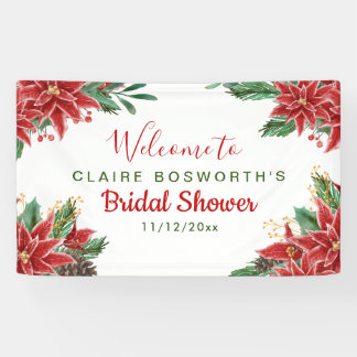 Red Poinsettia Christmas Brautparty Banner