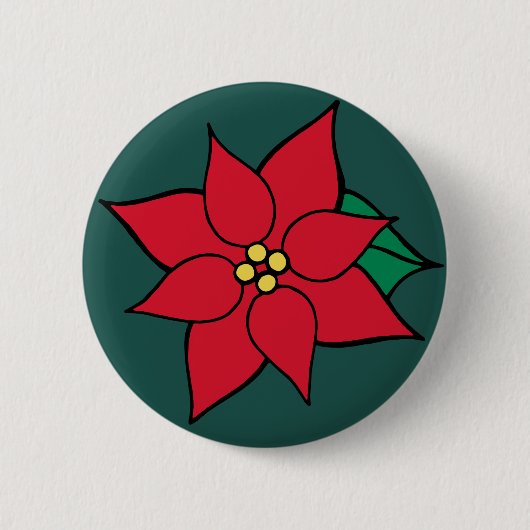 Red Poinsettia Christmas Button (Vorderseite)