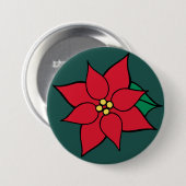 Red Poinsettia Christmas Button (Vorne & Hinten)