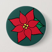 Red Poinsettia Christmas Button (Vorderseite)