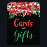 Red Poinsettia Christmas Chalkboard Poster<br><div class="desc">Red Poinsettia Christmas Chalkboard</div>