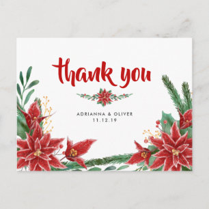 Red Poinsettia Christmas Danke Postkarte