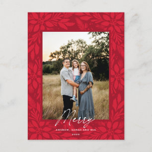 Red Poinsettia Christmas Design Feiertagspostkarte