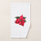 Red Poinsettia Christmas Floral Badhandtuch Set (Handtuch)