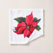 Red Poinsettia Christmas Floral Badhandtuch Set (Waschlappen)